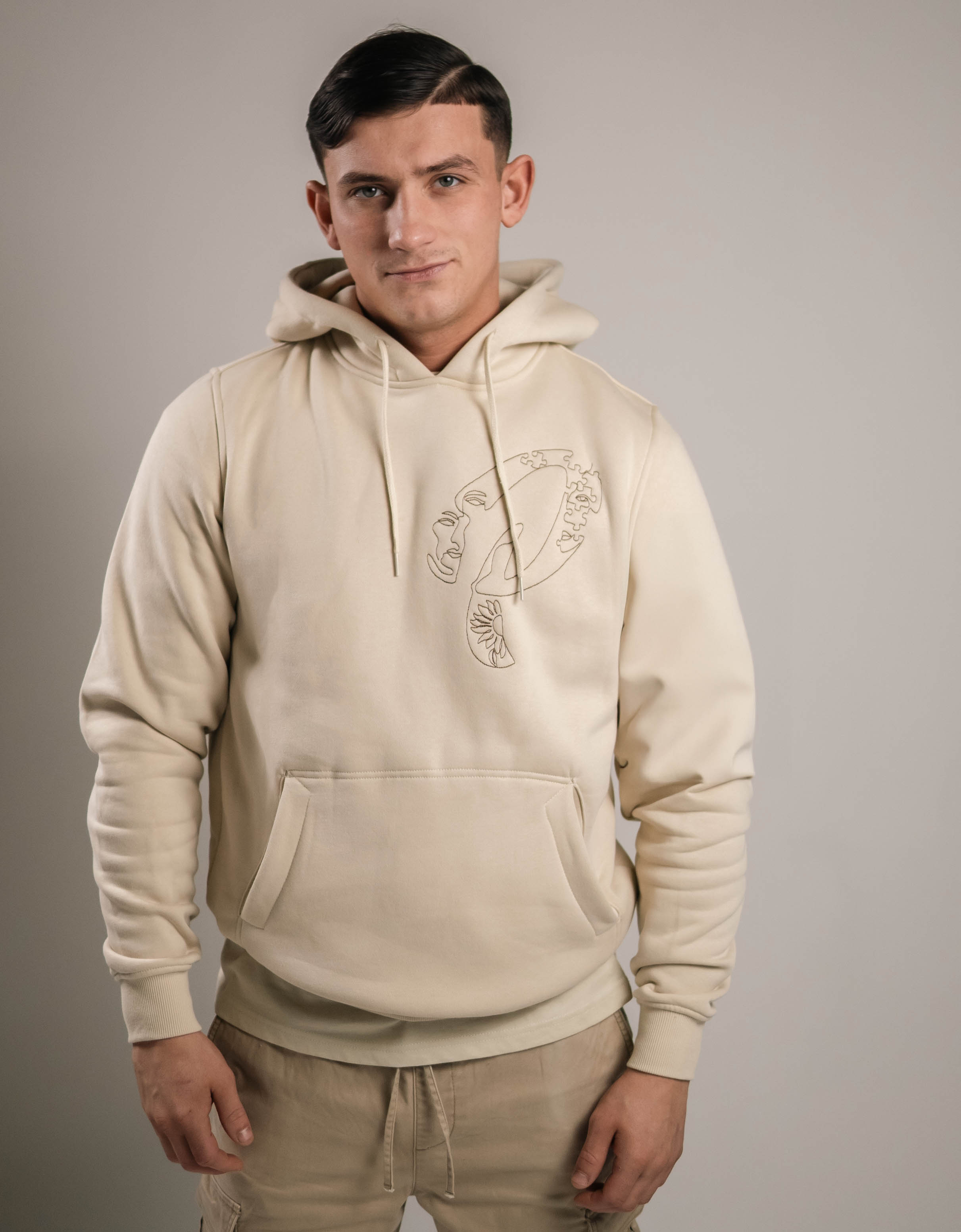 Embroidered 'Line Art' Hoodie