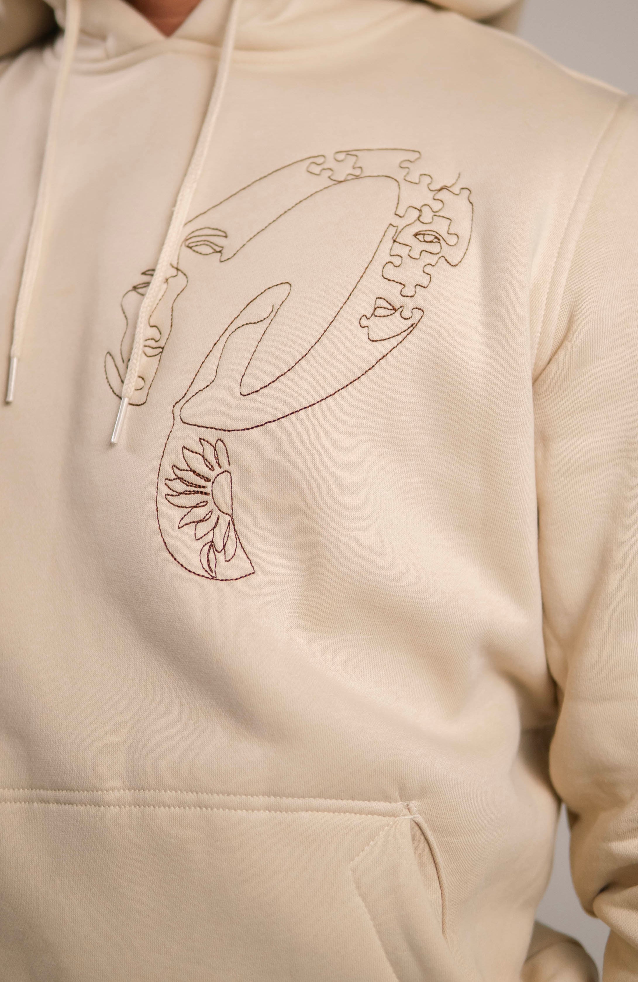 Embroidered 'Line Art' Hoodie