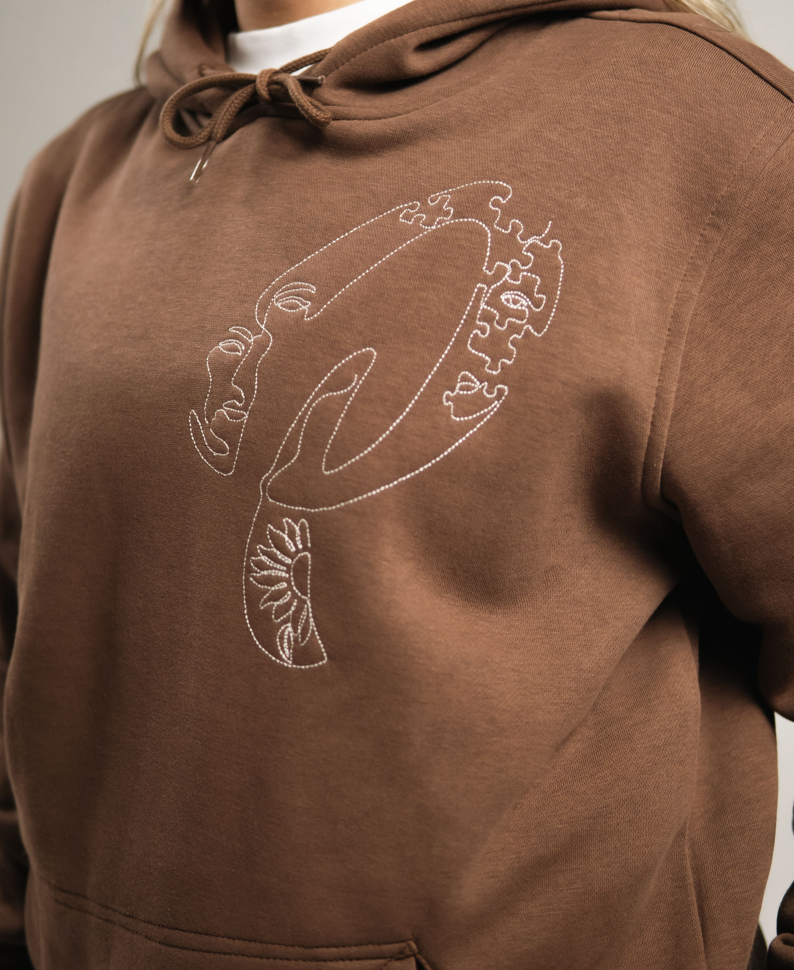 Embroidered 'Line Art' Hoodie